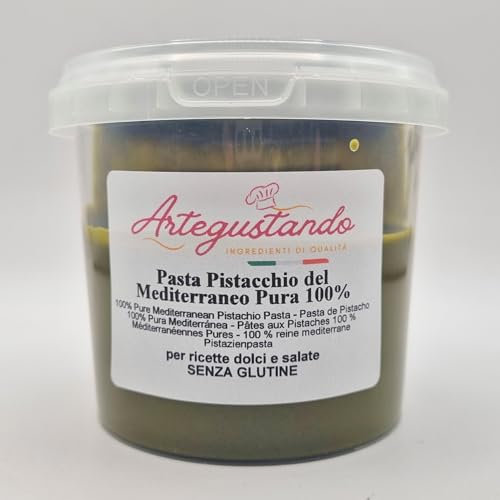 Artegustando-Pasta di Pistacchio del Mediterraneo 100% Pura – Senza Glutine – Per Gelati, Dolci e Creme – Formati 250g, 500g, 1kg (250g)
