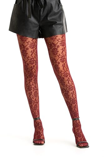 Gi&Gi Strumpfhosen für Damen,Strumpfhosen Damen Muster aus Blumenspitze.N 1607