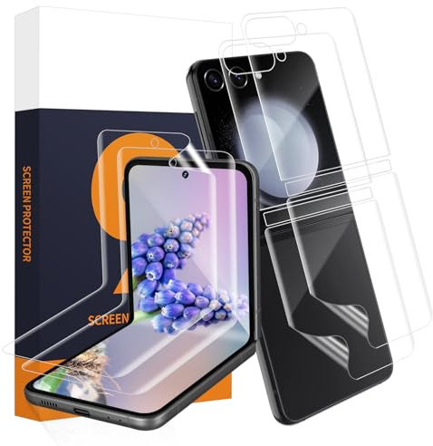 Carantee TPU Verre Trempé pour Samsung Galaxy Z Flip 6 5G, Anti Rayure Vitre Protection, 0,15mm Couverture 3D, Bubble Free, 2+2 Pièces HD Haute Sensibilité Z Flip 6 Film Protection écran+Film Arrière