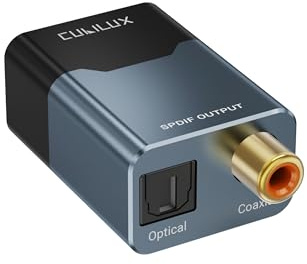 Cubilux USB zu Optisch und Koaxial SPDIF Audio Adapter, 192kHz/24Bit PCM | TOSLINK Adapter mit optischem und koaxialem SPDIF Ausgang, Stereo und 5.1 Passthrough, für USB C und USB A