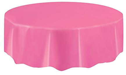 Hot Pink Solid Round Plastic Table Cover (213cm) 1 Count – Vibrant & Durable Party Essential for Easy Cleanup and Decoration, 7.5 inch (Round)