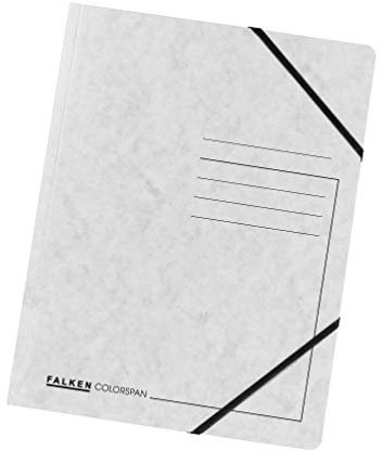 Original Falken 5er Pack Premium Eckspanner-Mappe. Made in Germany. Aus extra starkem Colorspan-Karton DIN A4 mit 2 Gummizügen weiß Sammelmappe Dokumentenmappe ideal für Büro und Schule