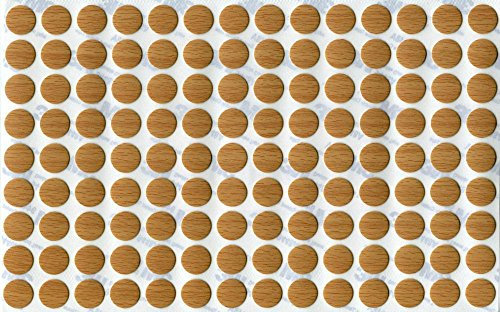 KwikCaps® pvc ELLMAU BEECH Self Adhesive Screw Cover Caps. Nail & Cam. 13mm single sheet of 126