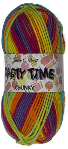 James Brett Party Time Chunky Knitting Yarn 100g (Purple, Pink, Orange, Yellow, Blue & Green - PT1)