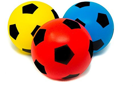 E-Deals Lot de 3 balles de football en mousse 20 cm pour intérieur ou extérieur