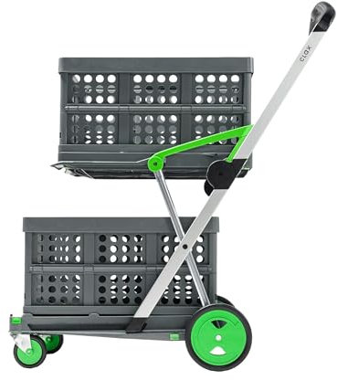 CLAX® Der Innovative Einkaufstrolley | Einkaufswagen | Lagerwagen | mit 2 Faltboxen | grün