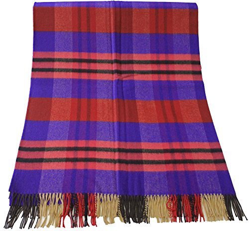 Rotfuchs Decke Wolldecke Kuscheldecke Plaid Wohndecke Karo Violett Rot 100% Wolle (Merino) 140 x 190 cm