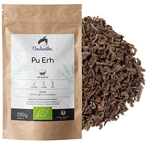 Chabiothé - Thé Pu Erh Bio vrac 200g - Origine Yunnan en Chine - conditionné en France - thé sombre fermenté