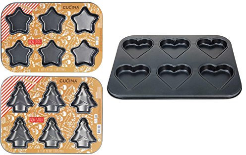 matrasa Weihnachtliche Backform - Stern Baum Herz - Antihaftbeschichtung - Kuchenform Weihnachtsbaum