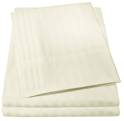 Kingsize-Bettlaken, 6-teilig, 1500 Supreme Collection, fein gebürstete Mikrofaser, Tiefe Tasche, Kingsize-Bett, 2 zusätzliche Kissenbezüge, tolles Preis-Leistungs-Verhältnis, Dobby-Beige