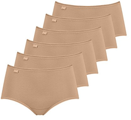Sloggi Damen Slips 24/7 Cotton Midi Slip 8301QG65 6er Pack, Farbe:Beige, Wäschegröße:42, Artikel:-6239/SN Brush