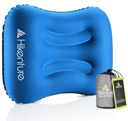 HIKENTURE Camping Kissen Leichtes Reisekissen - Aufblasbares Kopfkissen - Nackenkissen - Camping Pillow für Camping, Reise, Outdoor (Dunkelblau)