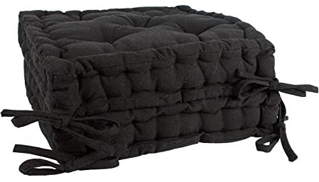 Nicola Spring Black Seat Cushions - Pack of 2 - French Mattress Dining Chair Cushions Seat Pads Indoor Kitchen Outdoor Garden Patio Chair Pad Dining Bolster Pillow