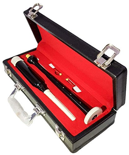 HW Schottischer Highland-Dudelsack zum Üben von Dudelsäcken, Palisanderholz, elfenbeinfarben, mit fester Box (Schwarz-Weiß)