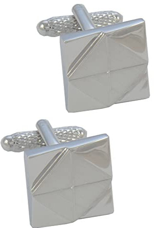 Manschettenknöpfe Herren Silber Farbe - Mit Box - Quadrat und Diamant-Form - Langlebiges Messing - Ein Paar