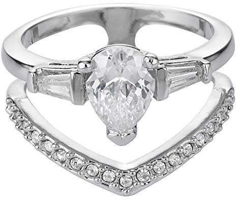 Buckley London Damen Ring Messing rhodiniert Kristall weiß 430070122