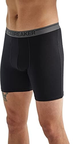 Icebreaker Merinowolle Herren Unterwäsche - Anatomica Long Boxershorts | Unterhosen Männer | Boxershorts | Unterwäsche | Merino Unterwäsche | Thermounterwäsche - Schwarz, S