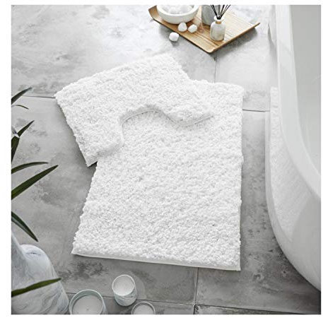 Lions Bath Mat Set - Ultra Soft Fluffy Bathroom Mat Sets 2 Piece, Absorbent Bathroom Rugs, Non Slip Microfiber Bathmat, Machine Washable, Shaggy Rug, 50x80cm, 100% Polyester, White