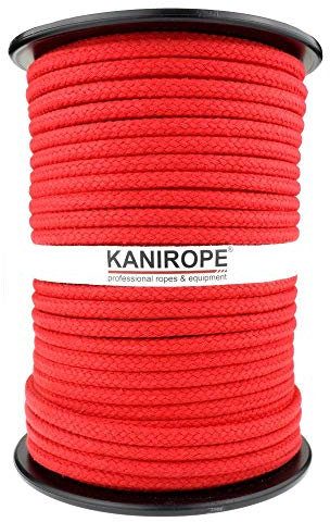 Kanirope® Baumwollseil COBRAID 6mm 100m Farbe Rot 16-fach geflochten