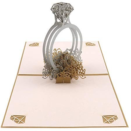 YINETTECH Pop Up Diamant Ring Karte 3D Popup Grußkarte Hochzeitskarten mit Umschlag Paar Liebe Party