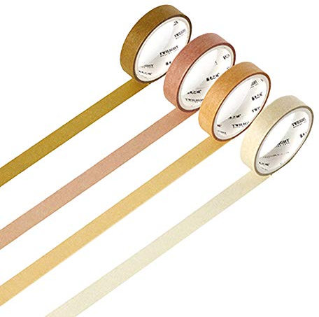 Washi-Tapes-Set mit 4 natürlichen Farben, für Scrapbooking, Klebeband für Heimwerker, dekoratives Basteln, Geschenkverpackung, Scrapbooking, Naturfarben 3-Yellow