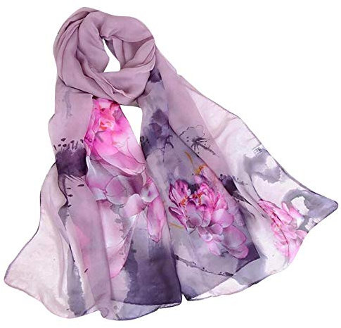 YEBIRAL Damen Schal Stola Halstuch Elegant Leicht Chiffon Schal Ganzjährig Tuch Geschenk für Frauen (Einheitsgröße, Y-03 Violett)