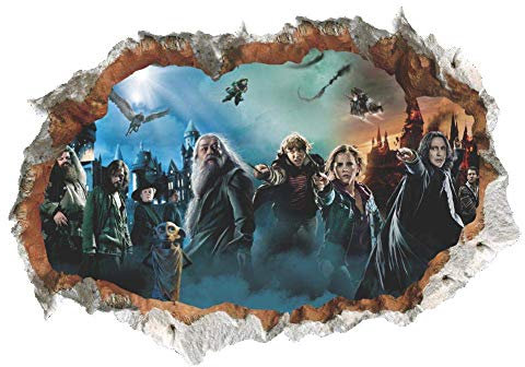 Zhongyanxin 3D Brisé Mural Harry Potter Personnage Scène Poudlard Château Mural Autocollants Autocollants Décor Maison