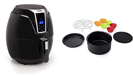 Princess 182021 Digital Aerofryer, 1400 watt, 3.2 litri, Nero, Set di 10 accessori