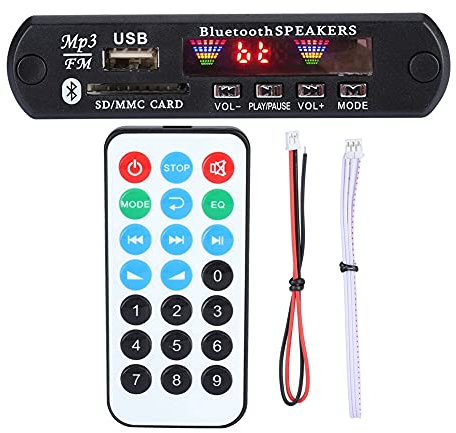 fasient Scheda Amplificatore Bluetooth Scheda Amplificatore Moduli Bluetooth Scheda decodificatore Schermo a 4 Colori Kit Amplificatore Fai da Te Scheda Bluetooth SD Supporto USB FM AUX