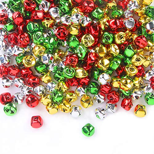 200 Stück Weihnachten Glöckchen, 15mm Bunt Glöckchen zum Basteln Kleine Glöckchen Schellen für Weihnachtsdekoration Geschenkdeko Fest Dekoration