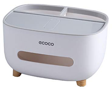 MHTECH Taschentuchbox, PVC-Taschentuchbox, multifunktionale Box, Stifthalter, Fernbedienungshalter, Taschentuchhalter, Aufbewahrungsbox, Kosmetiktuchbox (Grau - 1)