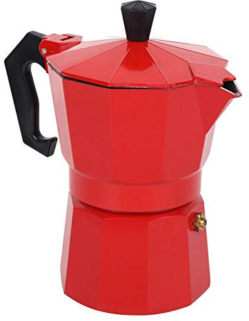 Atyhao Cafetière à expresso pour cuisinière Moka Pot, 300 ml Cafetière pour cuisinière 6 tasses Moka Espresso italien Greca Cafetière Percolateur(rouge)