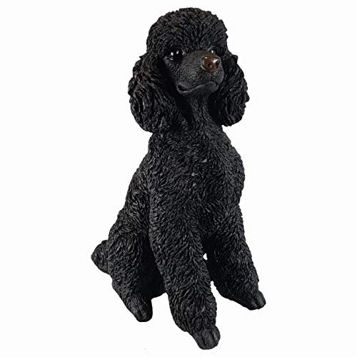 Aspinaworld Gartenfigur, Schwarze sitzende Pudel Figur, 48 cm, Figur für den Garten, wetterfeste Deko