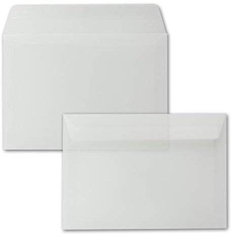 25x Briefumschläge DIN C5 Transparent Weiß - 16,2 x 22,9 cm - Haftklebung - durchsichtige Kuverts für große Einladungen und Karten zum Geburtstag oder Hochzeit
