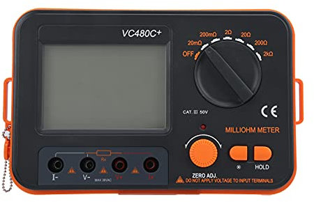 VC480C Widerstandprüfgerät Megohmmeter Digitales Milliohmmeter 0,01mΩ-2kΩ 6 Gang 4 Leiter Isolationswiderstand Tester Messung DC Niederwiderstandstester