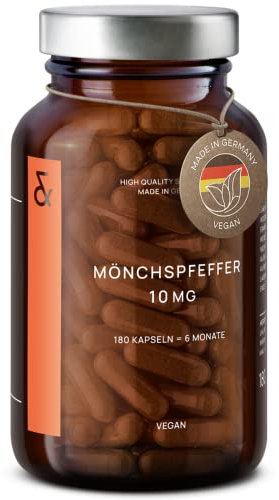 Mönchspfeffer hochdosiert - 4:1 Agnus Castus Extrakt - 10mg je Kapsel - 180 Mönchspfeffer Kapseln - Nahrungsergänzungsmittel Frauen - Vegan
