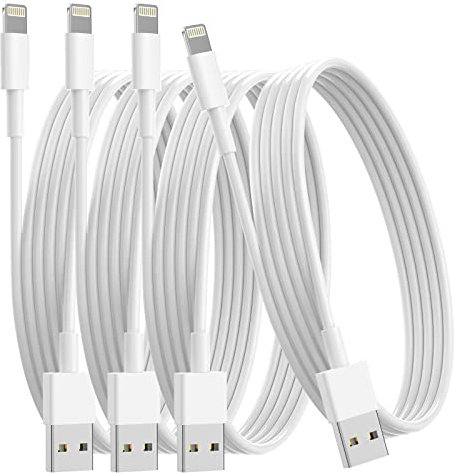 NOHOO Pack de 4 [Apple MFi Certified] Câbles charge Apple 1M, Chargeurs iPhone Approuvés 3 pieds, Câble USB Lightning d'origine pour 13/12/11/11Pro/11Max/ X/XS/XR/XS Max/8/7, iPad (Blanc)