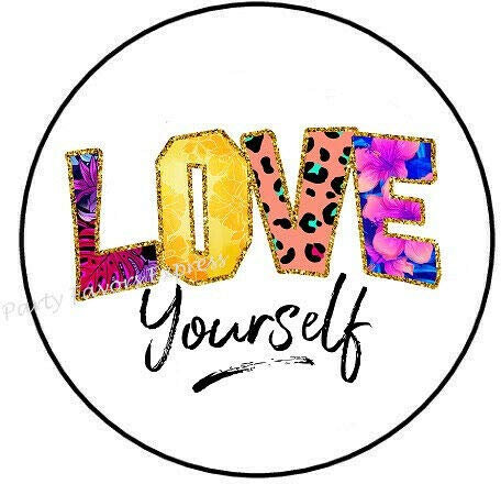 2 cm ø 32 Stück Aufkleber Sticker Briefumschlag-Siegel Post Rund Love Yourself Liebe Yourself R2884