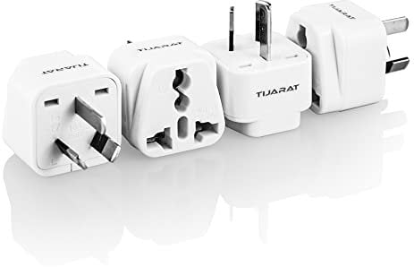 Travel Adapter with Universal Travel Accessories Input, US, UK, India, UAE, EU to Australia 3 Pin Power Plug, Type I AU International Power Adapters (Pack of 4)
