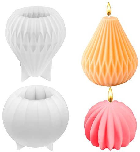 2PCS Kerzen Formen Silikon,Kegel Kerzenherstellung Mold,DIY Silikon-Kerzenform,Kerzen Silikonform 3D zum Gießen,Birnenform Candle Resin Form,Duftkerze Form,für Handarbeit, Duftkerze, Seife