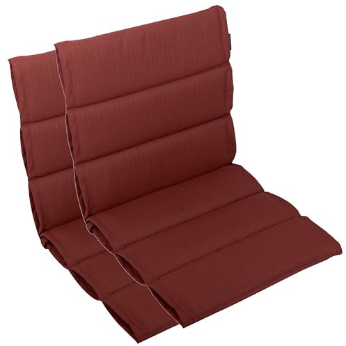 LILENO HOME Gartenstuhl Auflagen als [2er Set - Niedriglehner] in Rot - Bequeme Liegen als Sitzauflagen für Gartenmöbel - Stuhlkissen für Gartenstühle und Klappstühle