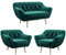 MKS MEBLE Sofa Grün - Moderne Sofa Set 2+1+1 - Skandinavische Deko Polstersofa - Pirs Loungesofa und Zwei Sessels - Vier Personen Dunkelgrün