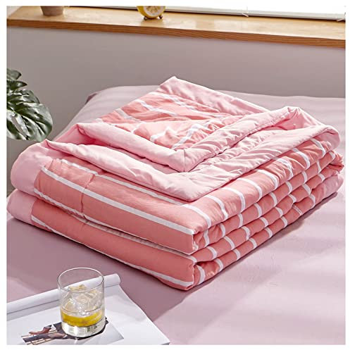 RRNAR Sommer Bettdecke aus Gewaschene Baumwolle, Dünne Steppdecke für Einzelbett, Wendedesign Sommerbettdecken ohne bezug nutzbar, Leichte & Weiche Sommerdecke,F,150x200cm