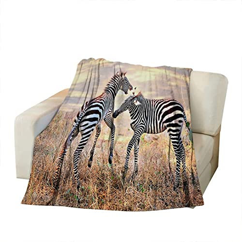 Kuscheldecke 140x200 Zebra, 3D Gedruckte Flanell Fleecedecke Zebra Weiche und Warme Wohndecke, Decke als Sofadecke, Tagesdecke Wolldecke für Kinder Erwachsene