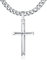 Milacolato Kreuz Kette Herren Damen 925 Silber Hochglanzpoliert Abgeschrägter Rand Kreuz Anhänger, Mit Edelstahl Diamantschliff Miami Panzerkette Halskette Gläubige Silberkette Schmuck 46cm
