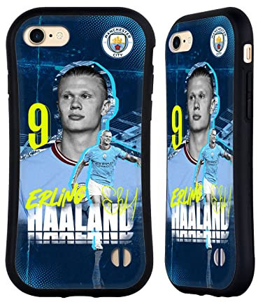 Head Case Designs Offizielle Manchester City Man City FC Erling Haaland 2022/23 Erstes Team Hybride Handyhülle Hülle Huelle kompatibel mit Apple iPhone 7/8 / SE 2020 & 2022