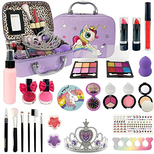 Trucchi Bambina Set, 27 Pezzi Valigetta Trucchi Unicorno Bambina, Sicuro e Lavabile Set Trucchi Bambina, Giochi Bambina, Natale, compleanno, Regali per Ragazze dai 4 ai 12 anni