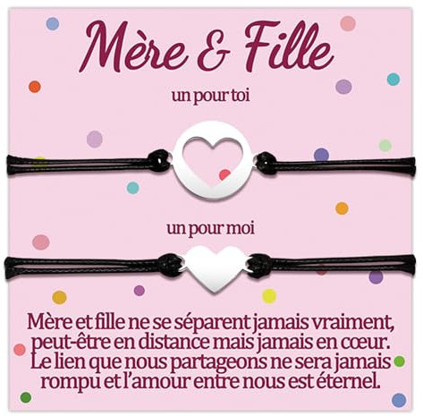 Temulnee Mere Fille Bracelet Cadeau Maman et Fille Bracelets Assortis Pour 2 Pièce Mère Noel Mamounette Cadeau Fetes Des Mere Anniversaire Femme Ado Fille Original Idee Coeur Bijoux