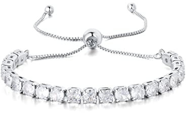 LOVANS Armband Silber Damen mit 4MM Zirkonia Tennisarmband Verstellbares Armbänder für Frauen Geschenke zum Muttertag Geburtstag Weihnachten