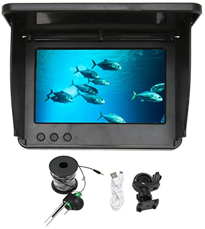 Asixxsix Unterwasser-Angelkamera, 5-Zoll-LCD-, Fischfinder mit Sonnenblende, 10000 MAh, Wiederaufladbare Batterie, wasserdichte HD-Kamera mit 30 M Kabel für See, Boot, Eisangeln
